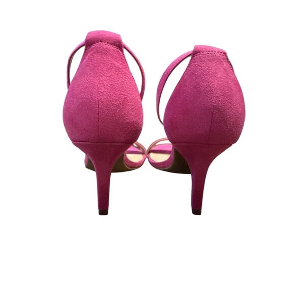 Bandolino Womens Pink Open Toe Ankle Strap Suede Heels Size 6.5M $89 - Picture 4 of 7